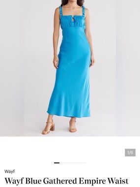Wayf Turquoise Blue Ruched Bust Maxi Dress
